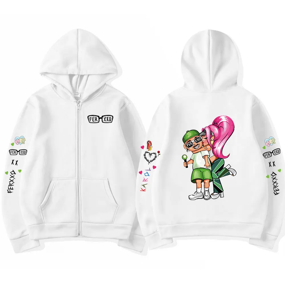 Singer Karol G Bichota Feid Ferxxo Zipper Hoodies Men\'s Women Clothing Hip Hop Zip Up Sweatshirts Oversized Pullovers Streetwear