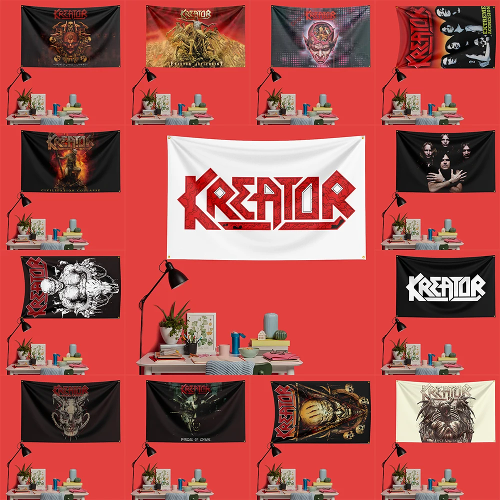 

Kreator Inspired Rock Music Flag 3x5 FT 90x150cm Polyester Decorative Banner Tapestry For Music Fans Bedroom Wall Decoration