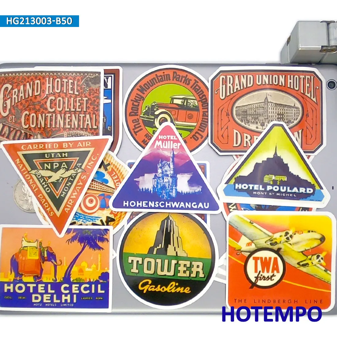 20/30/50Pieces Retro Hotel Poster Old Style Cityscape Travel Stickers for Phone Luggage Skateboard Motorcycle Car Laptop Sticker