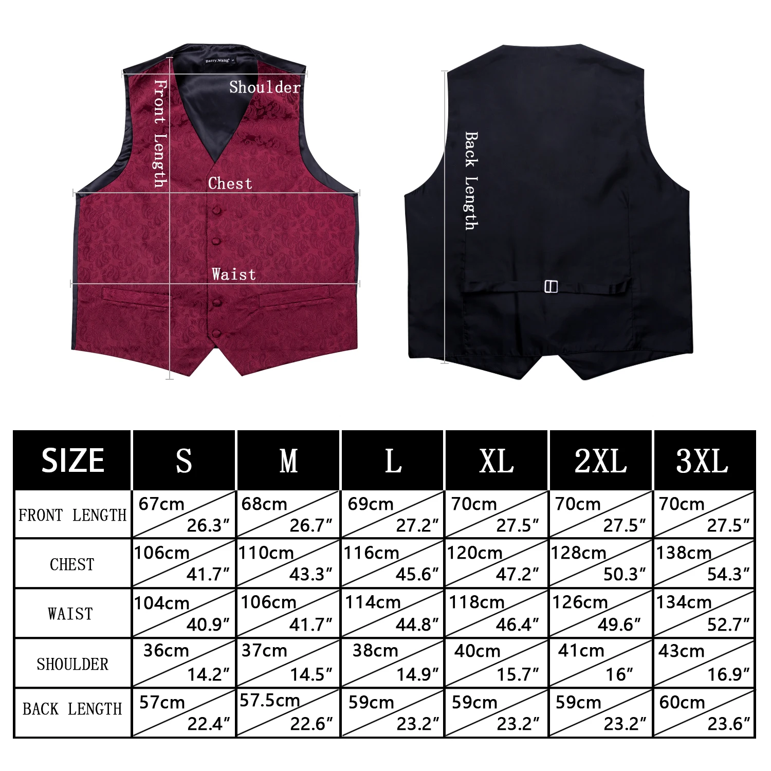 Luxury Vest for Men Spring Wedding Silk Red Burgundy Slim Waistcoat Tie Hanky Cufflinks Male Suit Sleeveless Jacket Barry Wang