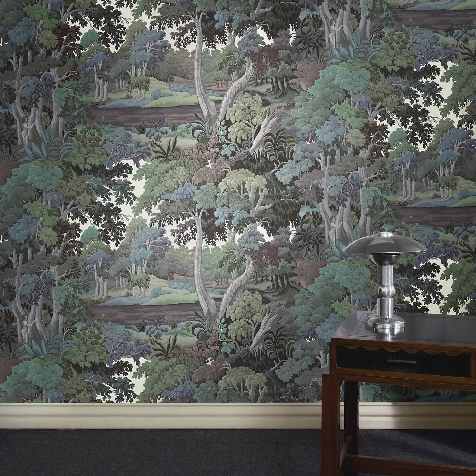 Maßgeschneiderte Tapete im europäischen Retro-Stil mit Motiv eines unbebauten Waldes, die das Wohnzimmer und das Schlafzimmer im ganzen Haus mit 3D-Wandbildern bedeckt