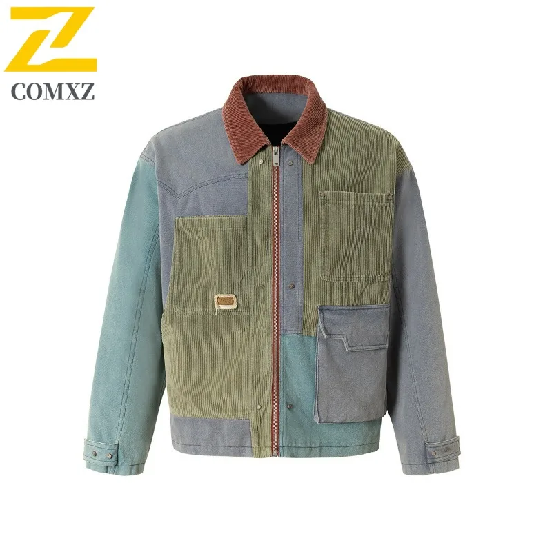 

COMXZ мужские вельветовые куртки 2025 комфортная особенность выходного дня для прогулок острый плащ для путешествий повседневная прогулка легкое дизайнерское пальто