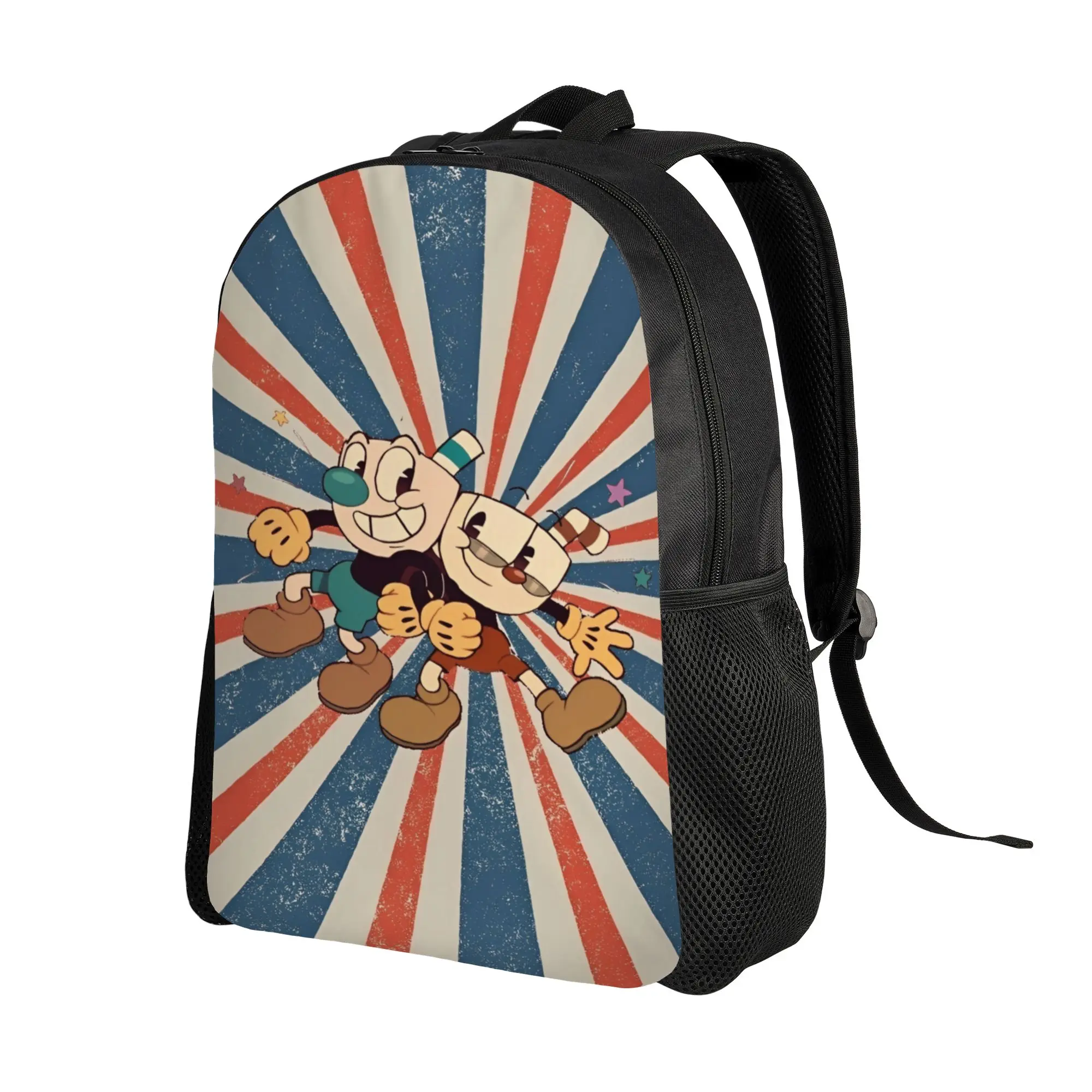 Cuphead cartoon Backpack  Casual Backpacks Men Daily Print High School Bags Custom Rucksack