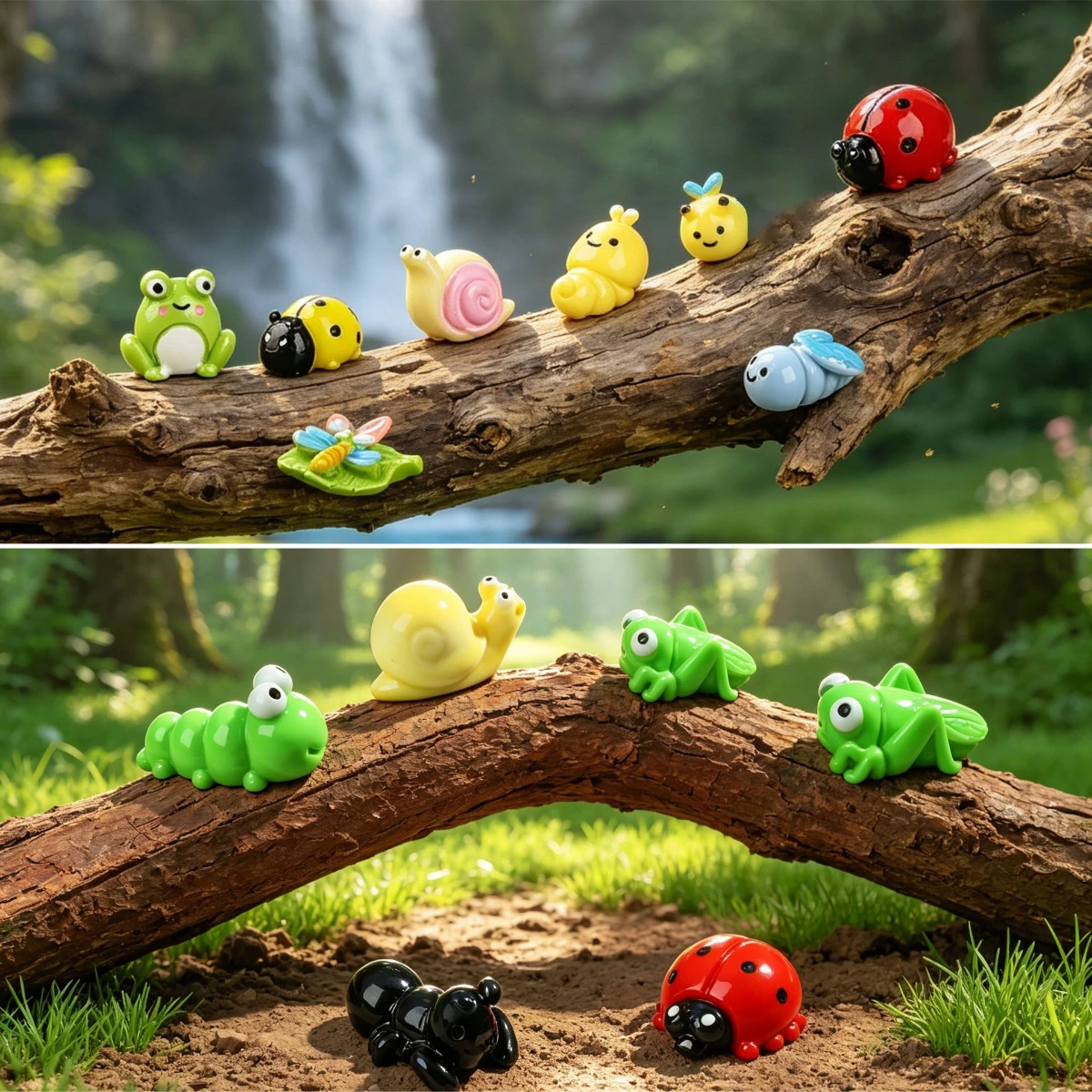 100pcs Kawaii Simulation Insect Caterpillar Butterfly Dragonfly 3D Resin DIY Accessories Desktop Ornament Fairy Garden Landscape