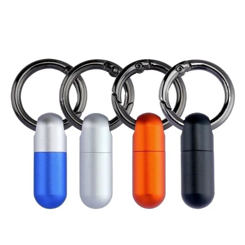 Wasserdichte Aluminium-Legierung Tragbare Kleine Pillendose Versiegelter Schlüsselanhänger Mini Erste-Hilfe-Pillenflasche – Detail 7