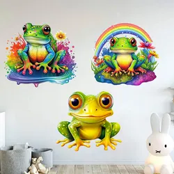 M728 Cute Rainbow Frog Wall Sticker Kids Room Bedroom Home Decoration Wallpaper Background  Cute Animal Stickers