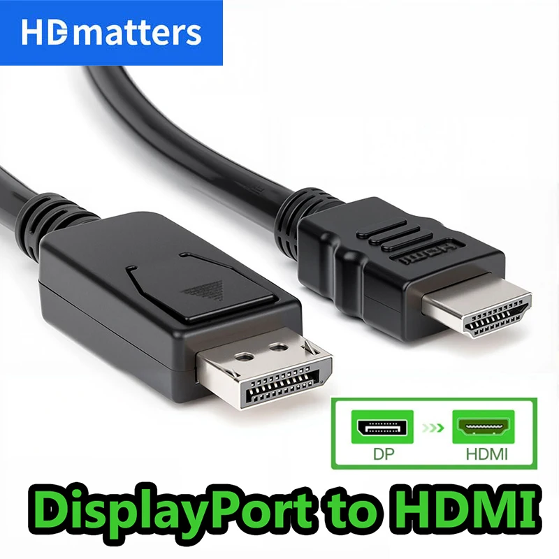 DisplayPort to HDMI Adapter Cable 1080P Display-Port DP to HDMI Converter Cable for PC with DP Port to Monitor HDTV HDMI