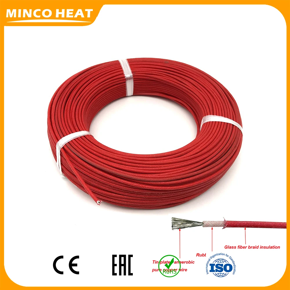 Minco Heat 0.3/0.5/0.75/1/1.5/2/2.5/4mm2 Electrical Wire High Temperature Resistant Glass Fiber Braid Rubber Insulated Cold Wire