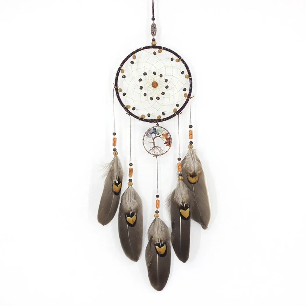 1*Feather Pendant Decoration Handmade Feather Indian Antique Color Tree Of Life Pendant Pendant Wall-mounted 46*11cm