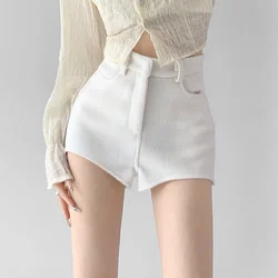 Spring and Winter White Woolen Shorts Female Hottie Small Skinny Bag Hips Show Leg Long Casual Fashion Wide Leg Pants with Boots