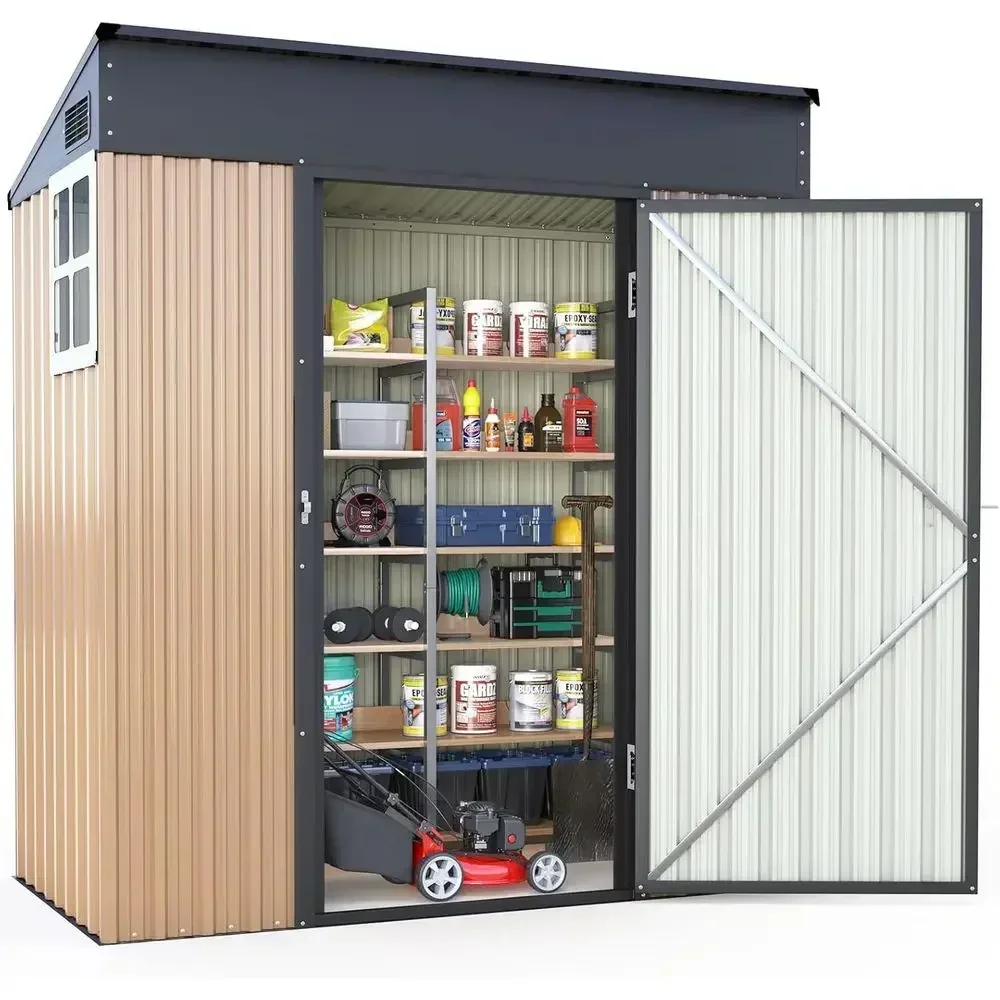Heavy-Duty 5x3 Outdoor Metal Shed - Lockable, Waterproof, Ideal for Garden, Bikes, Tools, and Temporary Storage