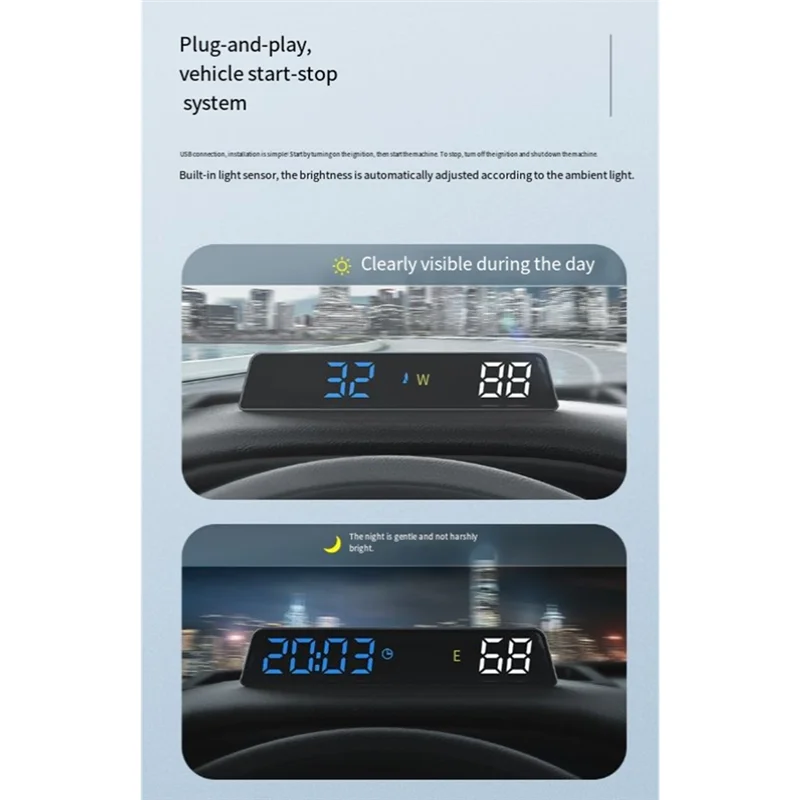 

H500G GPS-головы, проекционный дисплей HUD, умный цифровой измеритель напоминания о тревоге, функция запуска и остановки для автомобиля