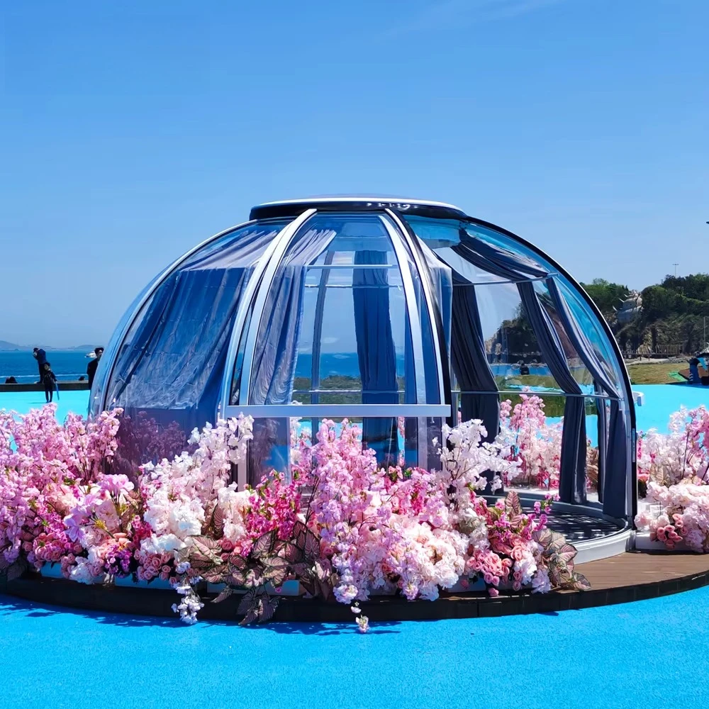 Transparent Polycarbonate Dome Glamping House, Modern Waterproof Windproof Star Room for Luxury Outdoor Camping