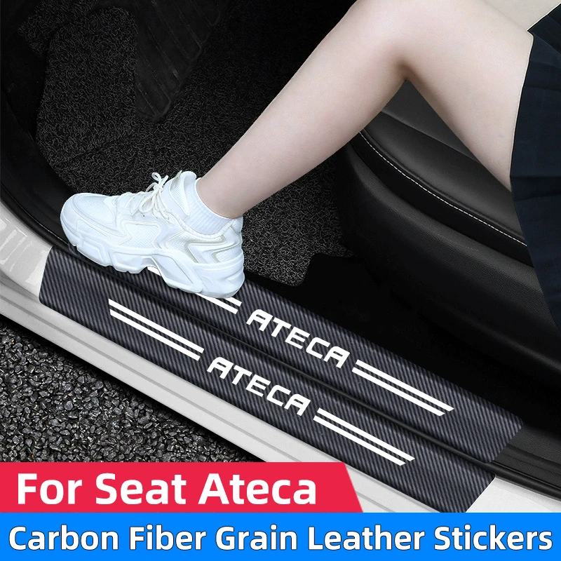 

For Seat Ateca Car Threshold Strip Carbon fiber Car Trunk Door Sill Strip Protective Sticker