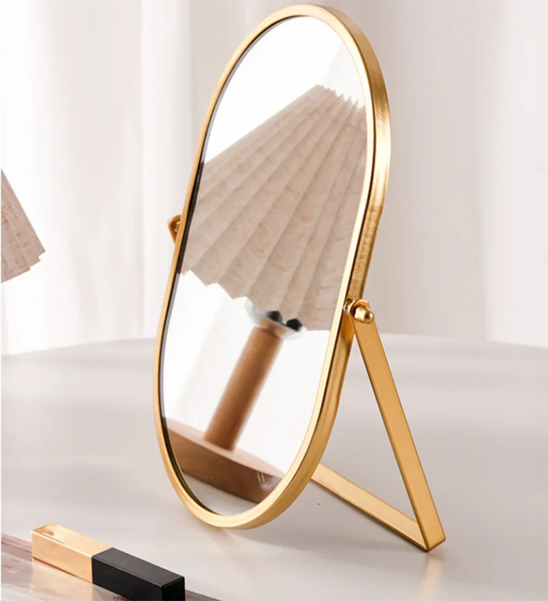 Foldable Oval Makeup Mirror - Compact Travel Vanity Mirror for Bedroom, Tabletop Desktop Portable Makeup Mirror