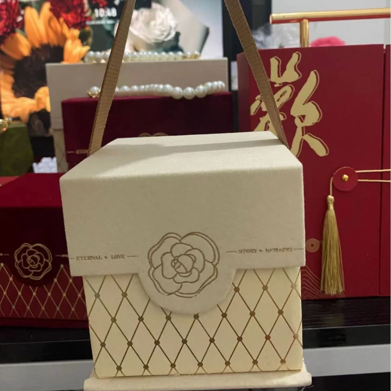 Customized. New Square Camellia Wedding Candies Box Packing Box Hand Towel Box Box Wedding