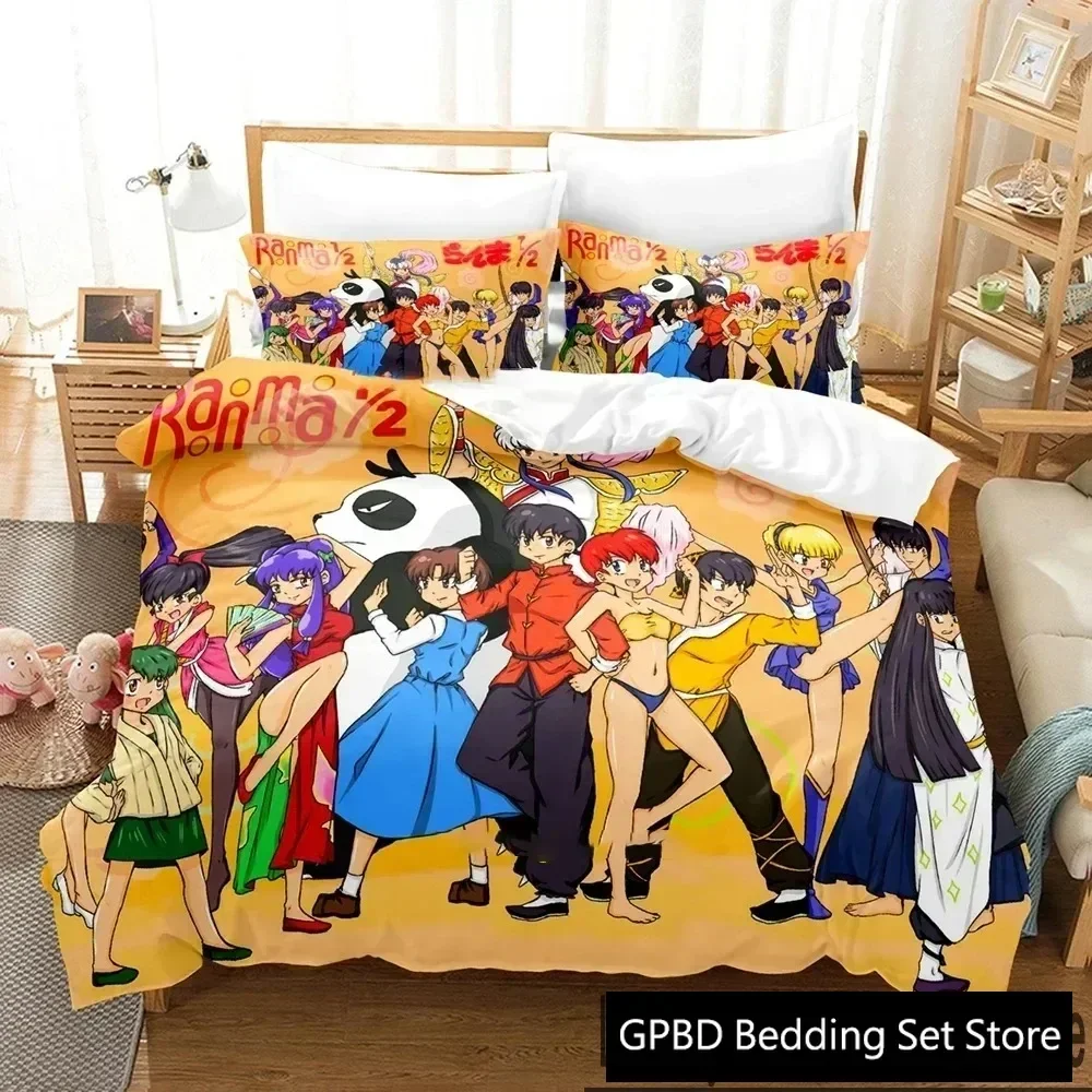 Luxury New 3D Print Anime Ranma 12 Bedding Set Boys Girls Twin Queen King Size Duvet Cover Pillowcase Bed Home Textileextile