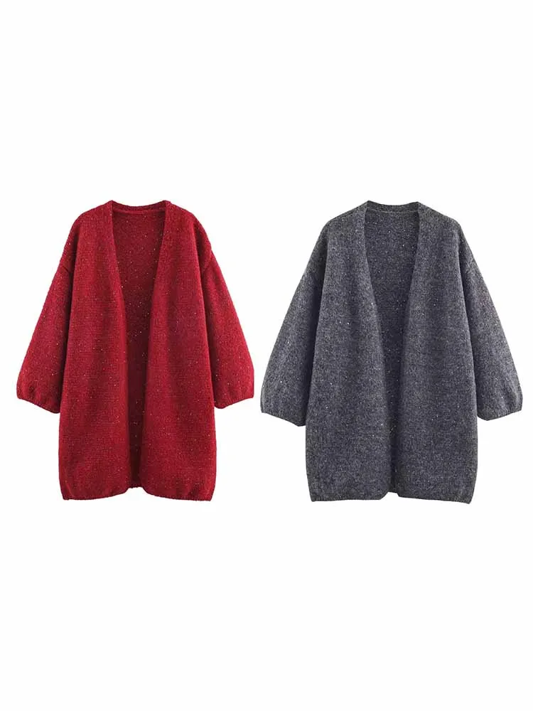 

HH Woman Spring Fashion Comfortable Long Sleeves Solid Color No Buckle Loose Knitting Cardigan Female Casual Knitted Jacket