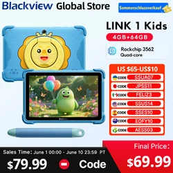 Blackview LINK 1 Kids Tablets 8.68'' HD IPS Display 4GB 64GB Widevine L1 Android 16 Children's Learning and Play Tablet Pad