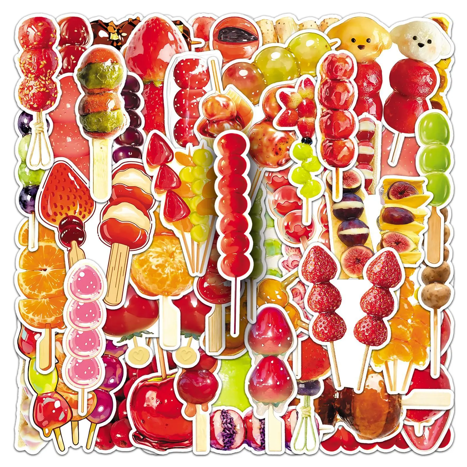 

10/50PCS Tanghulu Cartoon Graffiti Stickers Delicious Food Dessert Sticker for Computer Notebook Stationery DIY Toys Secret