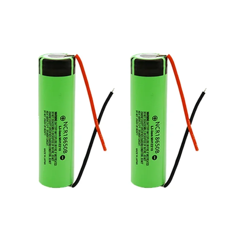 100%18650 Rechargeable Battery 3400mAh 3.7V Battery NCR 18650B Silicone Wire Soldering DIY Suitable for Power Bank Car Bike