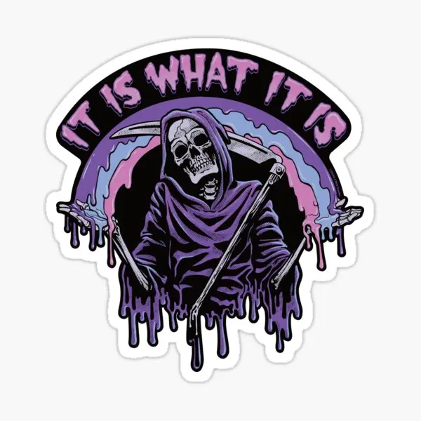 Death It Is What It Is Pastel Goth G  5PCS Stickers for Kid Living Room Luggage Background Cartoon Room Print Water Bottles