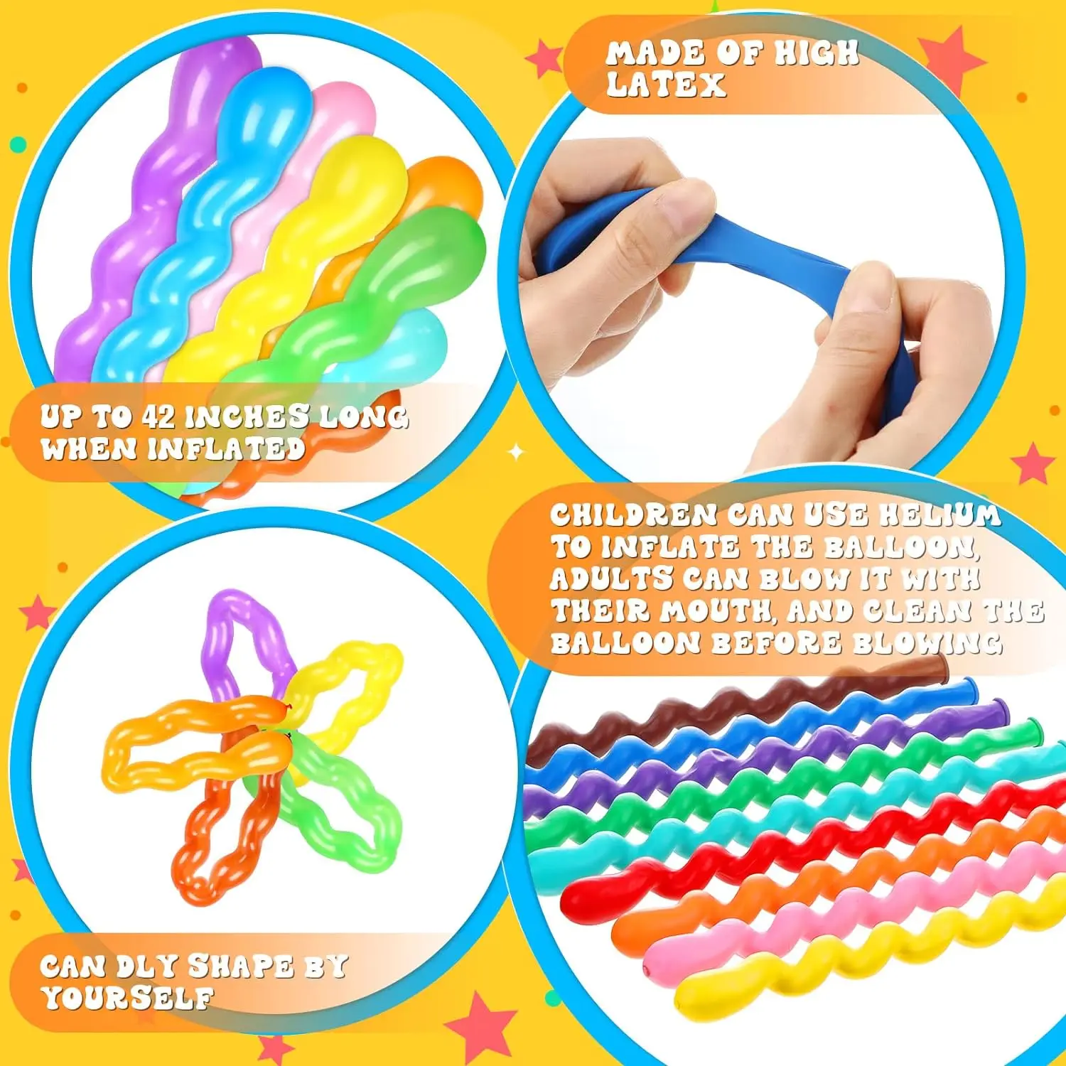 10/50 Latex-Spiralballons, einzigartig gefärbte, gedrehte Ballons, Dekorationen für Geburtstage, Hochzeiten, Feiertage und Partys – Detail 2
