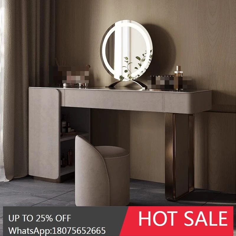 

HLZ Rock Slab Dressing Table Light Luxury High-End Italian Style Integrated Storage Cabinet Bedroom Makeup Table