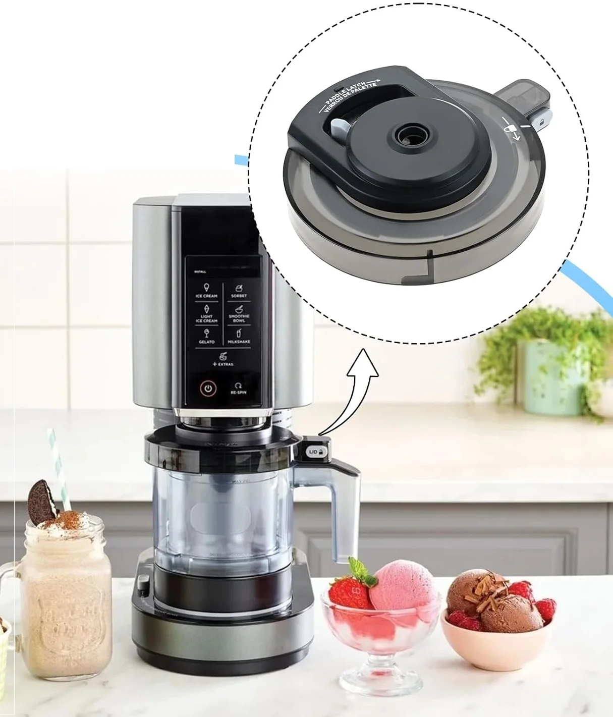 1pc Replacement Ice Cream Maker Outer Bowl Lid NC301 fit for Ninja NC299AMZ NC300 NC300C NC301 CN301CO CN305A NC301HNV NC301HRD