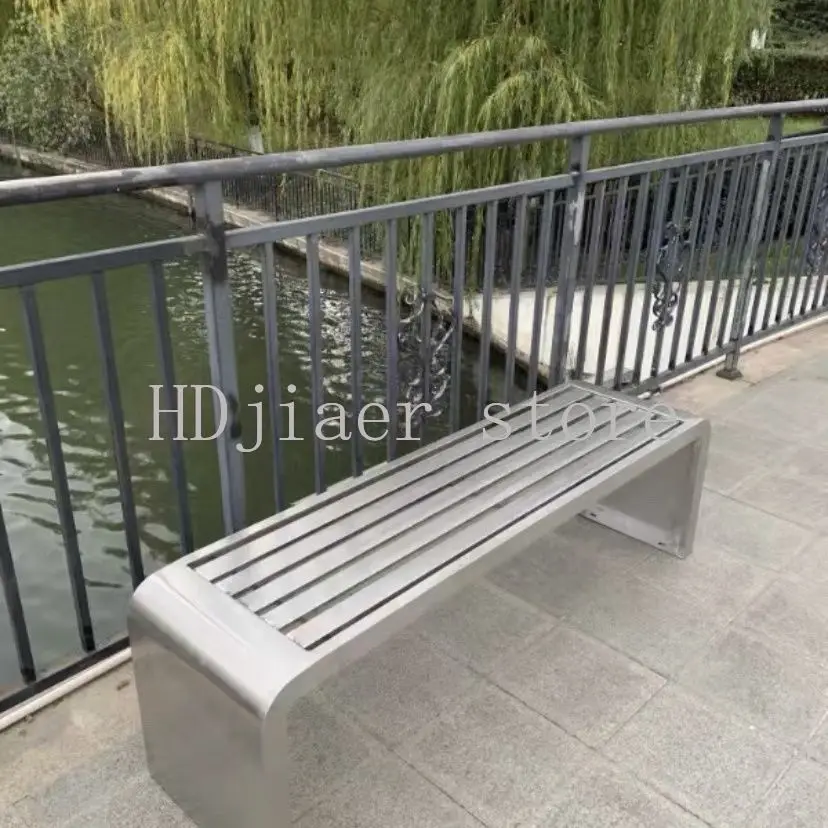 

Park chair Outdoor stainless steel bench Anti-corrosion plastic wood bench Garden seat Community garden leisure stool