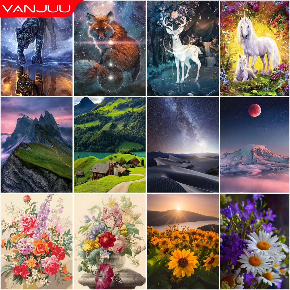 

Flowers 5D Diamond Painting Sunflower Deer Unicorn DIY Diamond Painting Mosaic Full Drill Diamond Embroidery Painting Home Decor