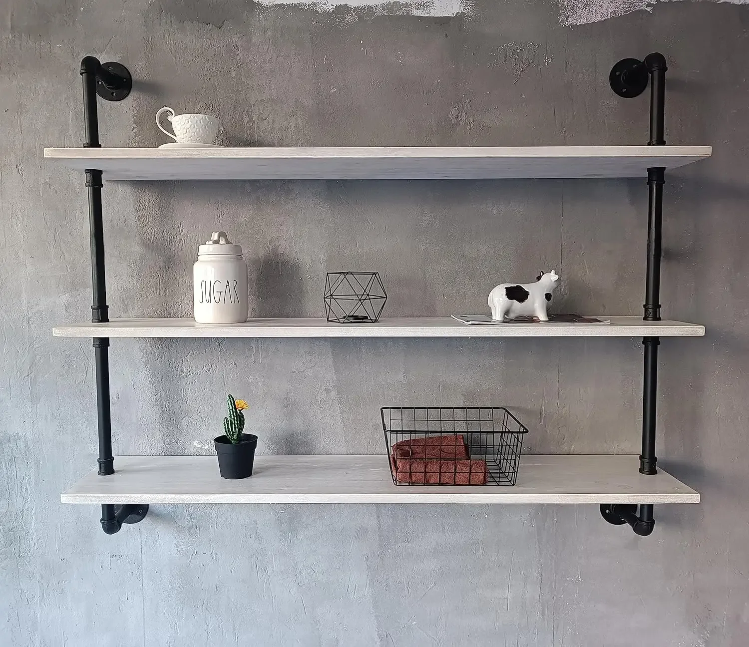 

Floating BookshelfShelves Industrial Pipe Shelving PipeShelves Rustic White Wall Shelves 36 Inch Farmhouse BookShelves for Ki