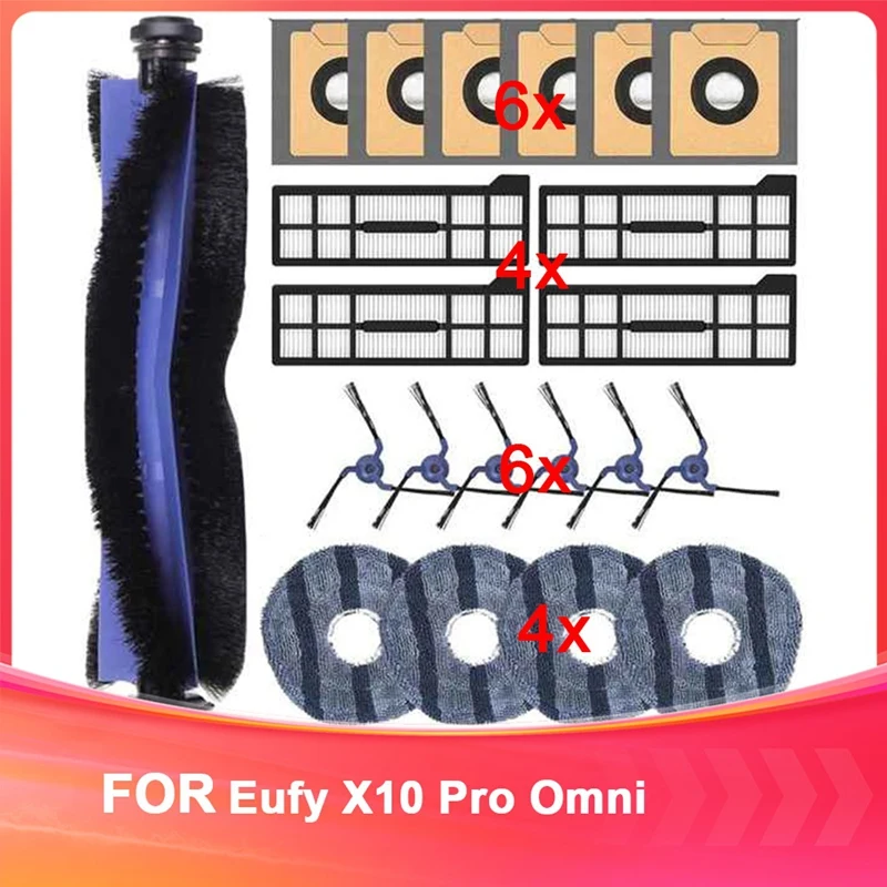

HOT! Replacement Accessories For Eufy X10 Pro Omni Vacuum Parts Main Brush Mop Cloth Side Brushes HEPA Filter Dust Bags