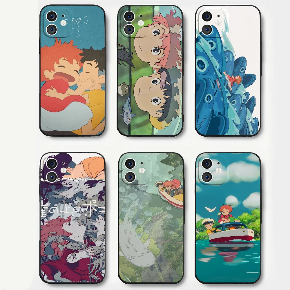 Anime P-Ponyo Phone Case Silicone Soft For IPhone 16 15 14 13 12 11 Plus Pro Max Plus