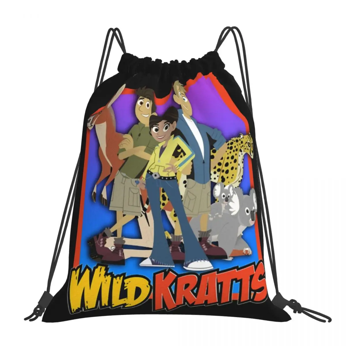 Wild Kratts Team Classic T-Shirt.png Sports Drawstring Backpack Sport Fitness Travel Outdoor Sackpack Women And Men