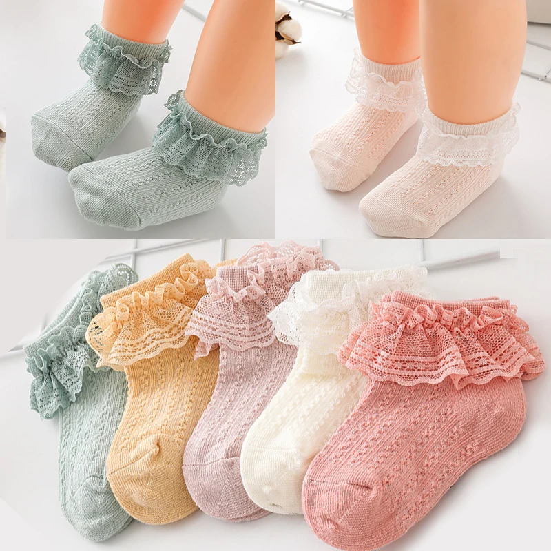 

0-5T Baby Girls Infant Newborn Soft Cotton Sock Sweet Lace Ruffle Frilly Ankle Socks Kids Sock Spring Summer