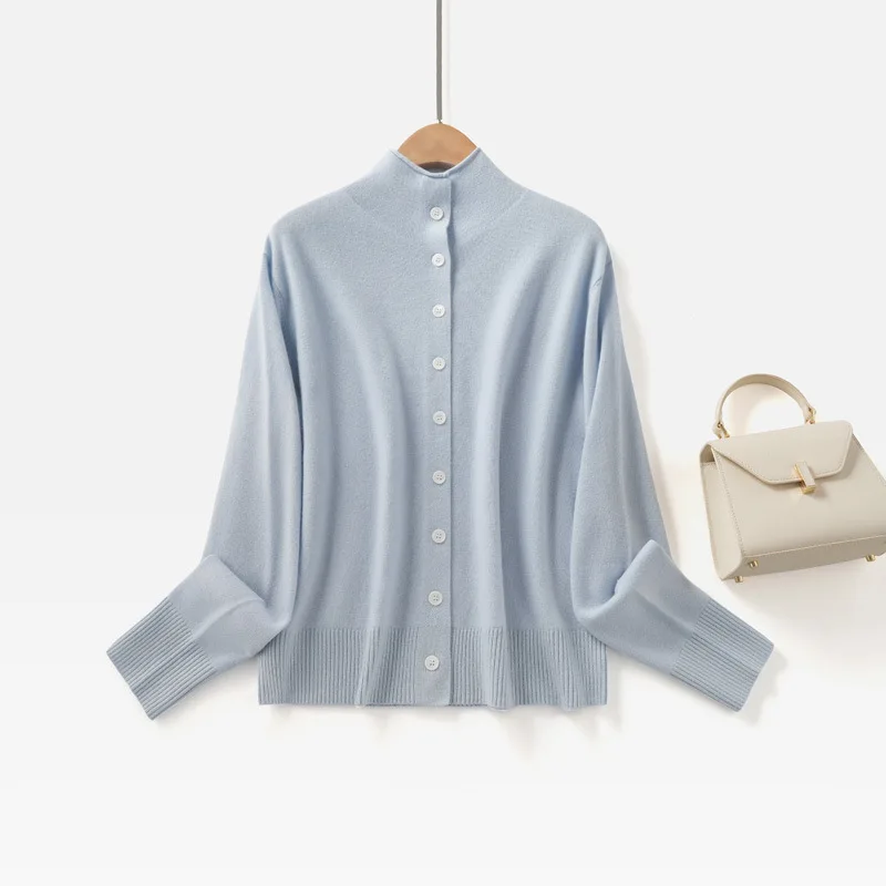 Cárdigan con escote de reloj de arena para mujer, suéter abierto por delante de lana merina suave, abrigo elegante de manga larga