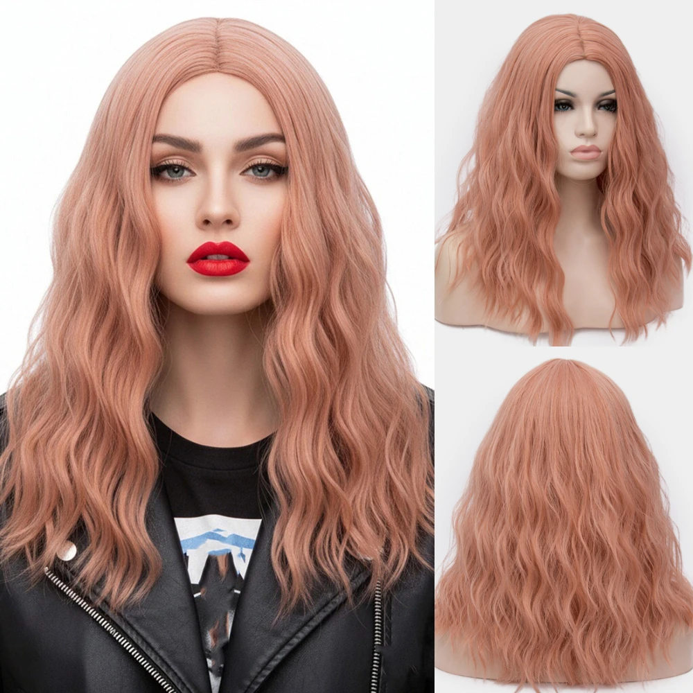 

Short Curly Orange Cosplay Heat Resistant Synthetic Wig Middle Part for Women Halloween Daily Party