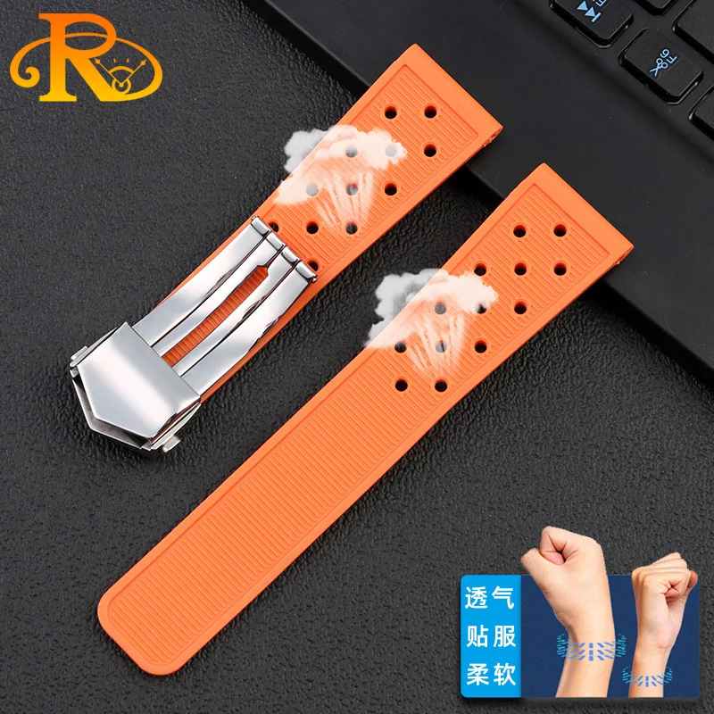 22mm Soft Rubber Silicone Watchband For TAG HEUER Strap MONACO CARRERA FORMULA 1 Watch Band Waterproof Bracelet Folding Buckle