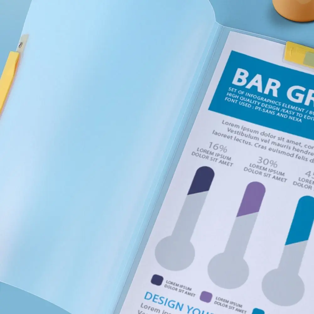 5Pcs Side Opening Buckle A4 File Folder Transparent Large Capacity File Swing Rod Clip Waterproof 90 Degree Rotation