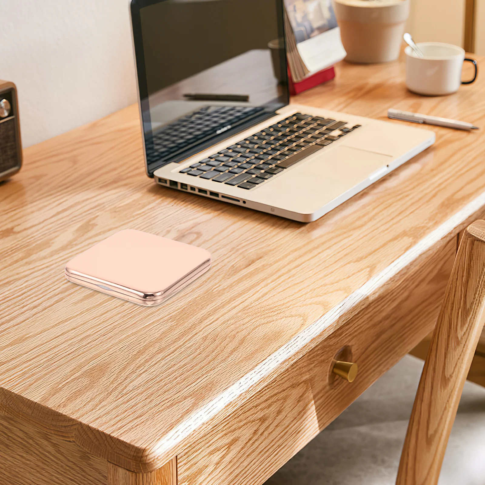 Miroir de maquillage Compact en or Rose, miroir de poche Portable pliable Double face de voyage en métal pour sac à main, utilisation de vanité