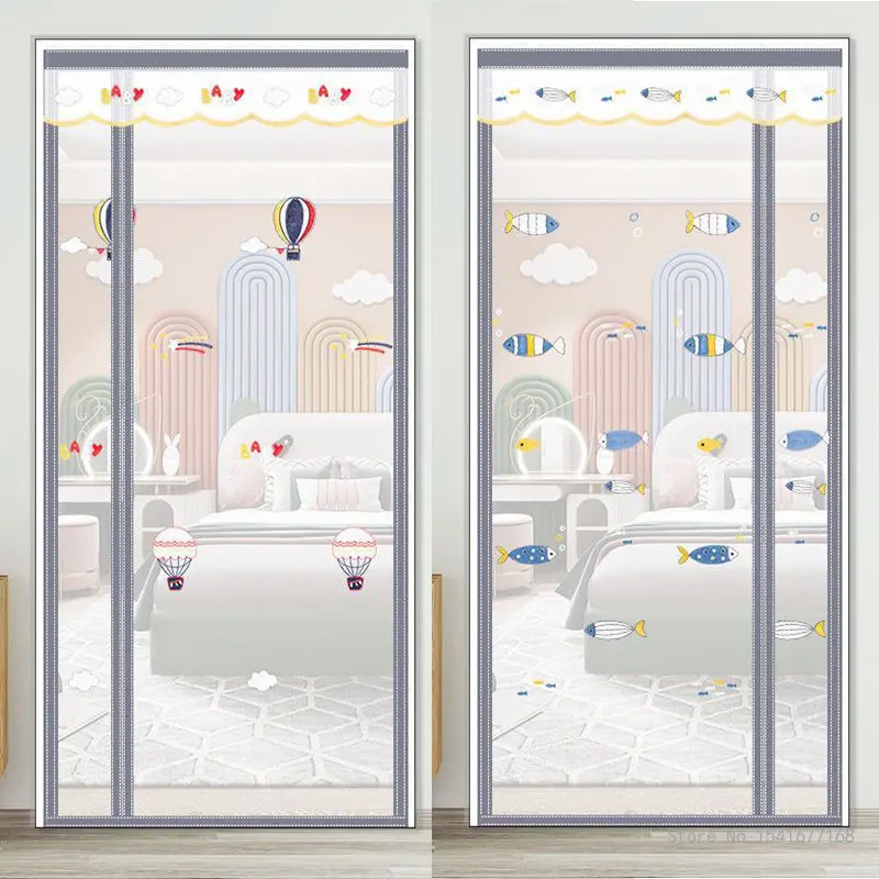 

Cartoon Door Screen Window Curtain, Side Opening, Mosquito Proof, Non Punching, Fly Proof, New Home, Summer