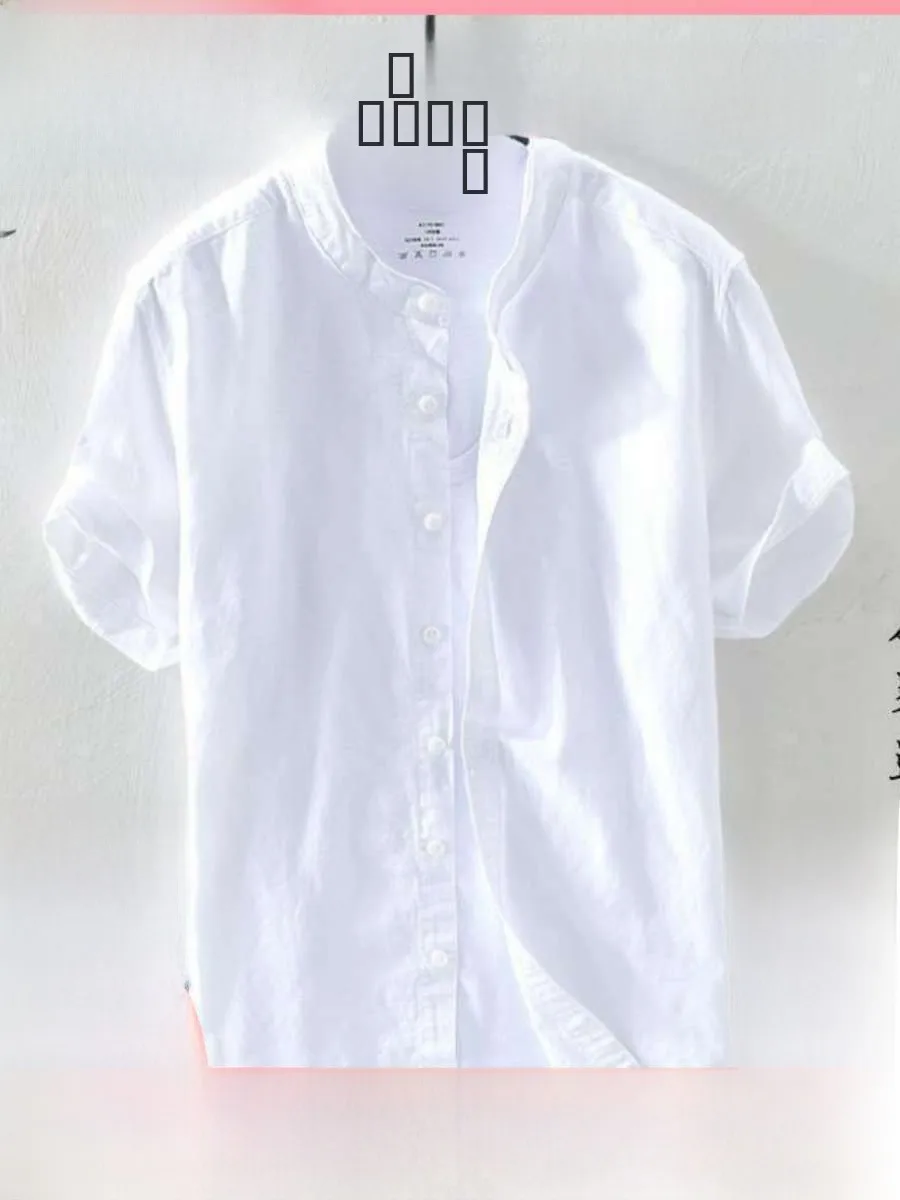 

Новая мужская льняная рубашка из хлопка, повседневная, свободная, тонкая, с воротником-стойкой, летняя, для отдыха, комфортная, из льняного материала