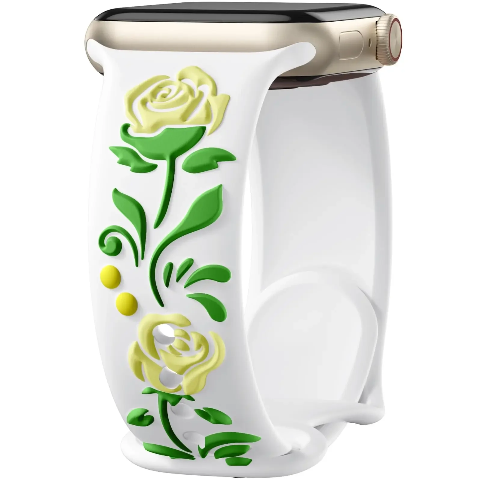 Silikonowy pasek Fashion Rose do Apple Watch damski, pasujący do serii 11/10/9/8/7/6/5/4/3, rozmiary 38mm 40mm 41mm 42mm 44mm 45mm 46mm 49mm