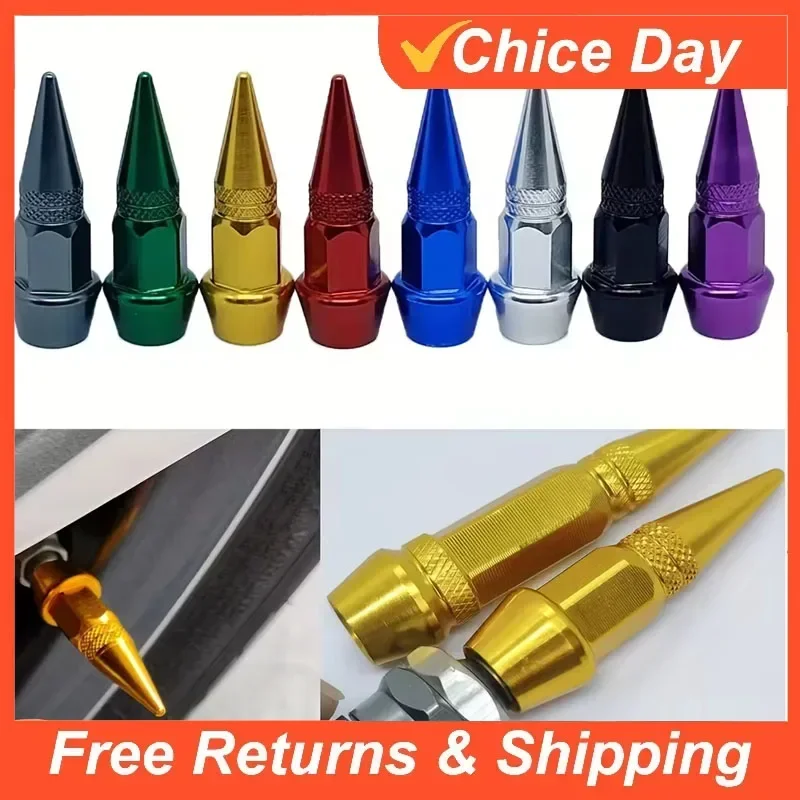 Universal Aluminum Alloy Motorcycle Car Auto Bike Spike Shape Dustproof Tire Wheel Stem Valve Caps Car Styling Tunning