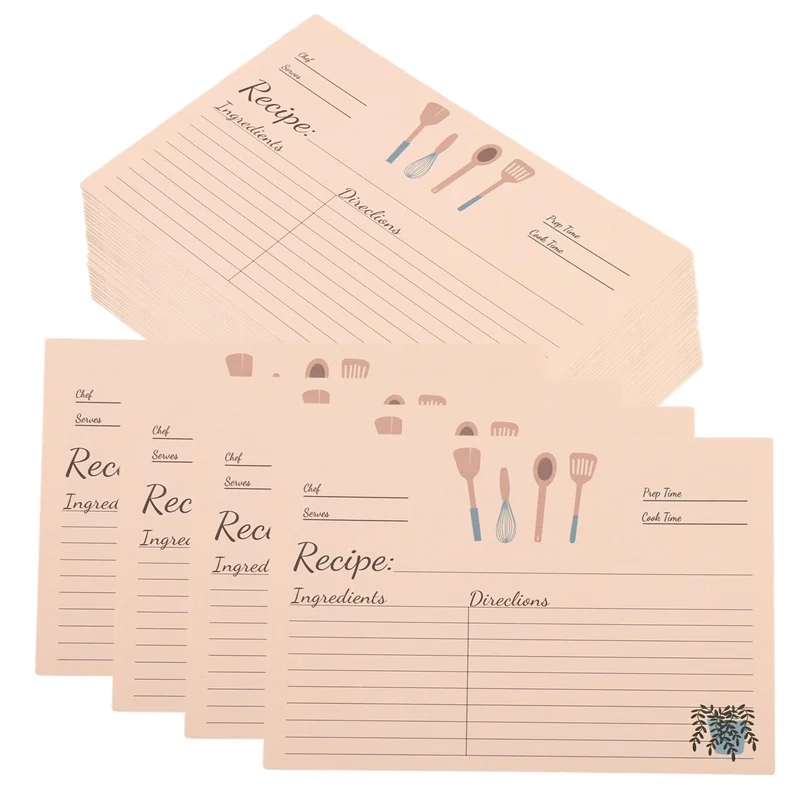 Popular Recipe Cards Set Kit 4X6inches Of 100 Double Sided Thick Cardstock Blank Recipe Cards Set For Mom, Sister, Daughter, Fri