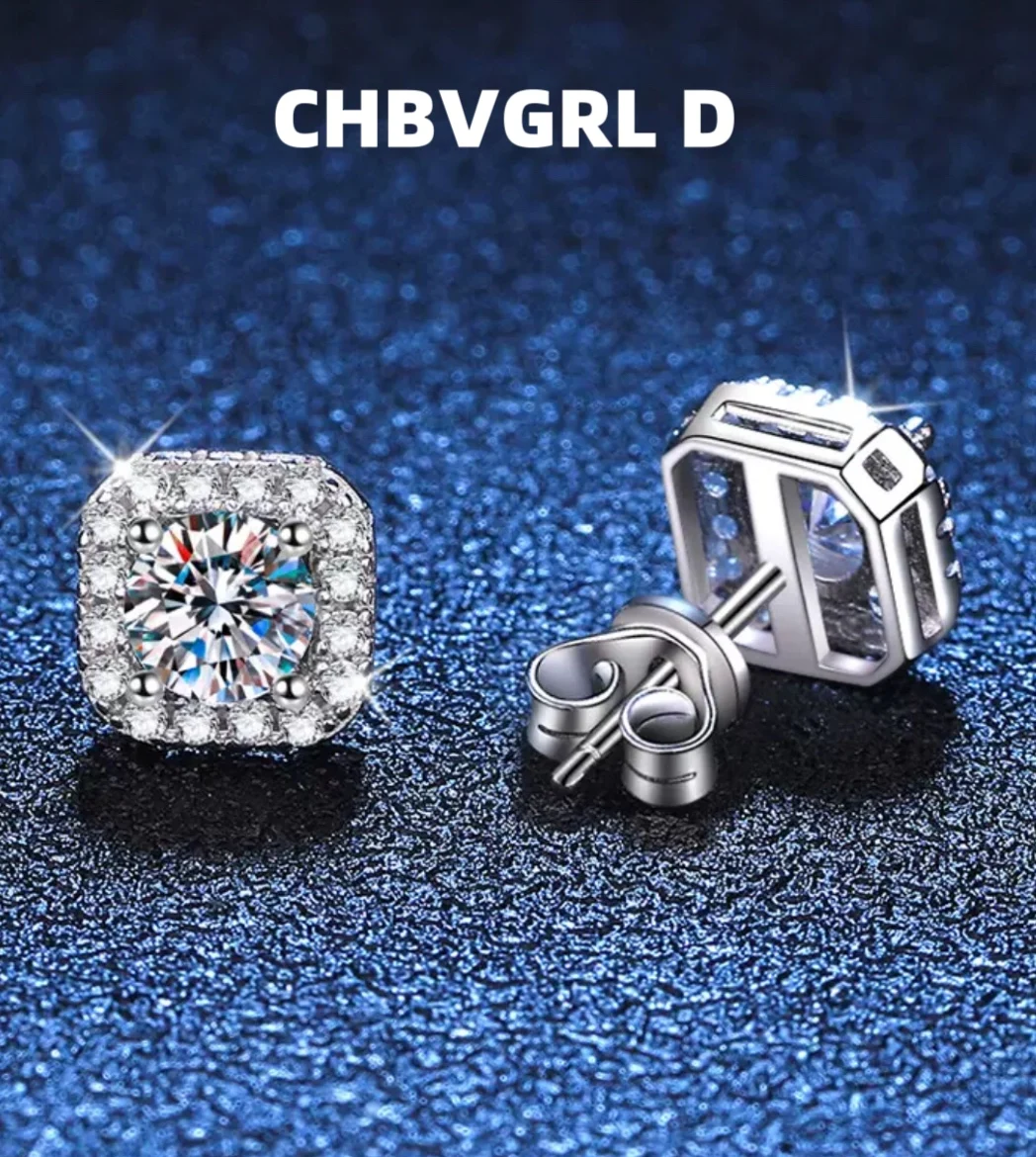 

[Candy] Factory direct sale women's s925 sterling silver earrings, moissanite earrings, luxurious 1-carat moissanite earrings