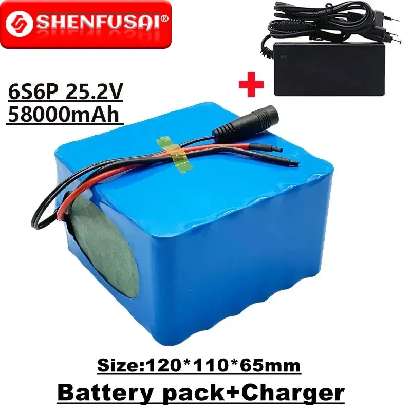 100%Large capacity 18650 lithium battery pack, 6s6p 24v/25.2v built-in BMS, suitable for electric bicycles and wheelchairs