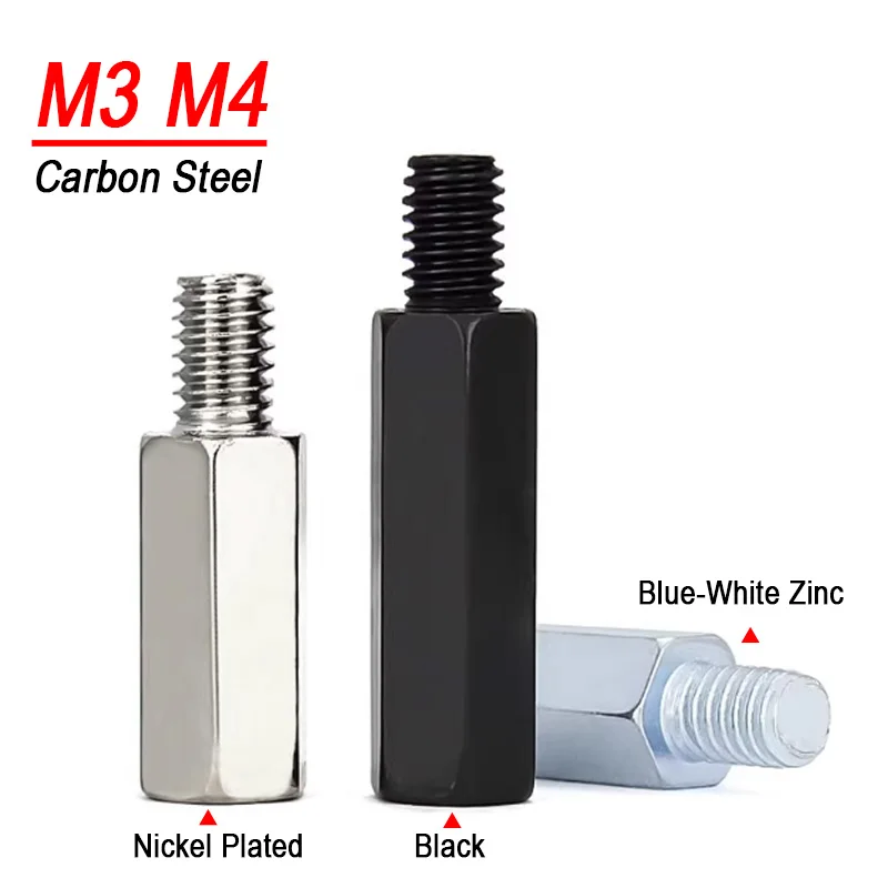 

M3 M4 Nickel Plated/Black/Blue-White Zinc Standoff PCB Support Male Female Hex Board Spacing Screw Column Pillars Spacers Bolt