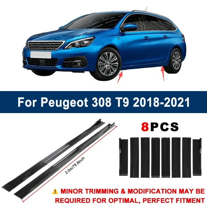 

Aerodynamic 2m Sectional Side Skirt Extension Lips Racing Side Spoiler For Peugeot 308 T9 2018-2021 2019 2020 Sport Upgrade Kit